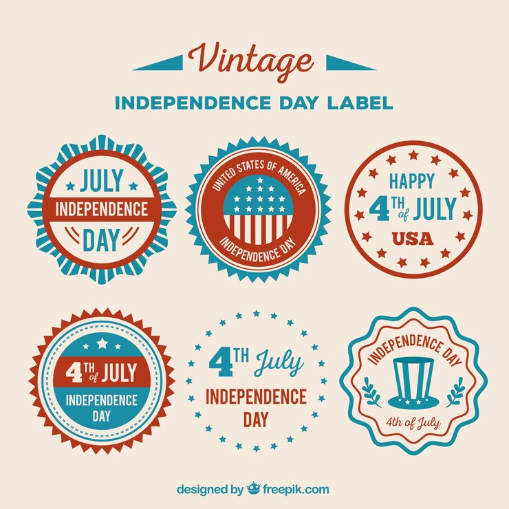 Free Vector various american independence day retro stickers