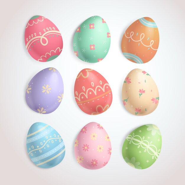 Various angles of easter eggs collection