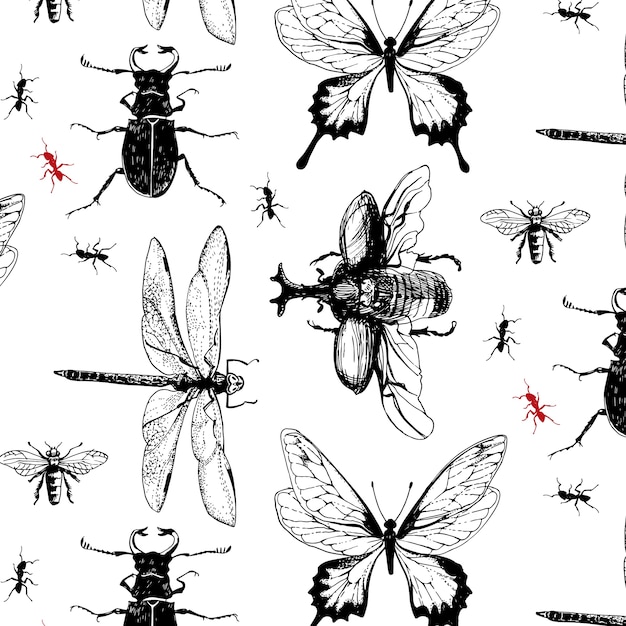 Free vector various bugs in the pattern