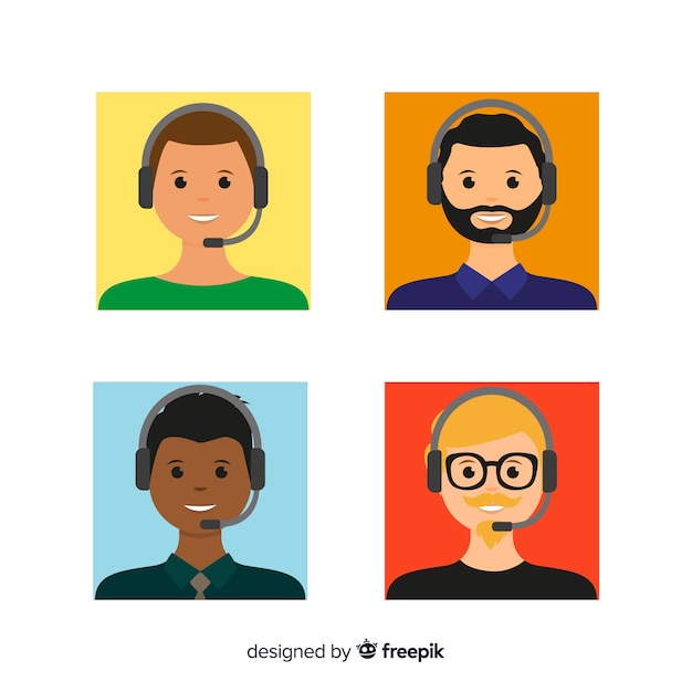 Free vector various call center avatars in flat design