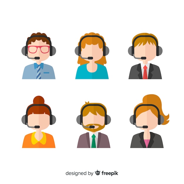 Free vector various call center avatars in flat style