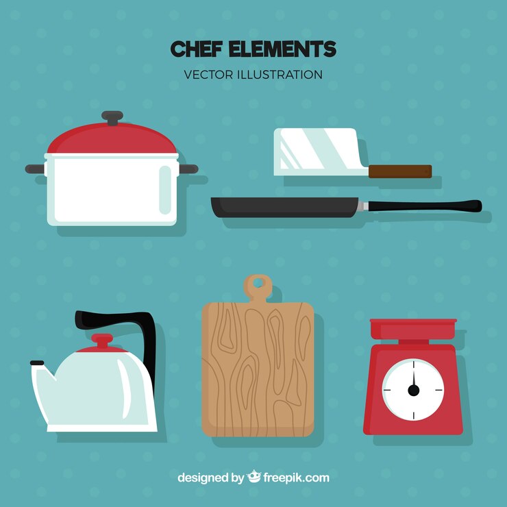 Free Vector various chef elements in flat design