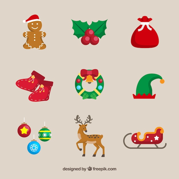 Free vector various christmas decorative elements