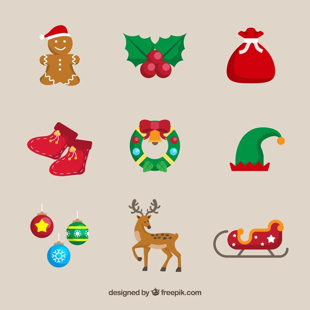 Various christmas decorative elements