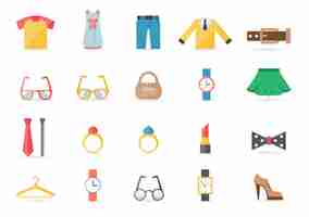 Free vector various clothing and accessory themed icons