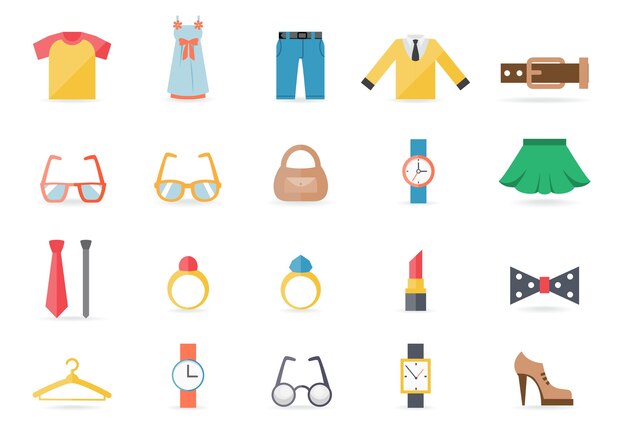 さまざまな服やアクセサリーをテーマにしたアイコン