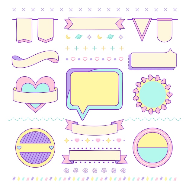 Free vector various cute and girly design element vectors