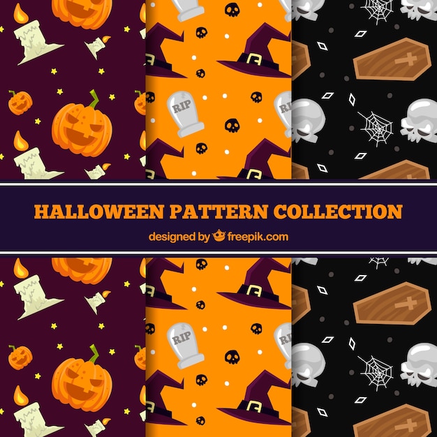 Free vector various decorative halloween patterns