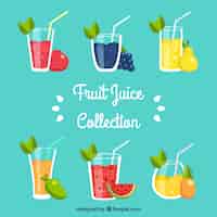 Бесплатное векторное изображение Различные вкусные фруктовые соки в плоском дизайне