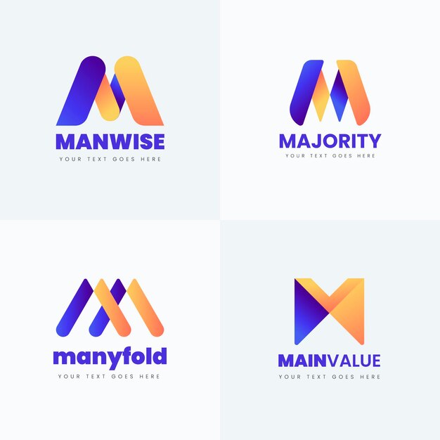 Various designs for letter m logo collection