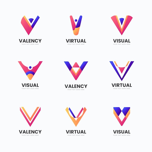 Free vector various designs for letter v logo collection