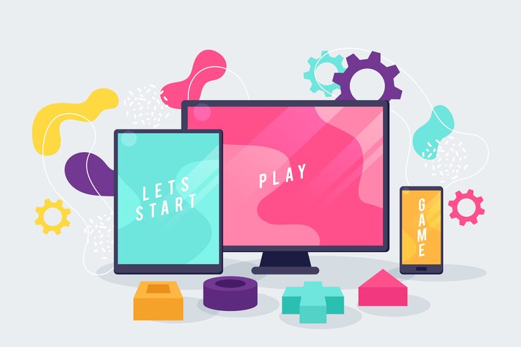 Free Vector various devices and online game concept