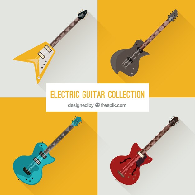 Free vector various electric guitars in flat design