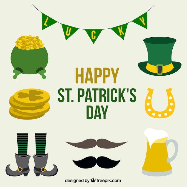 Free vector various elements of saint patrick