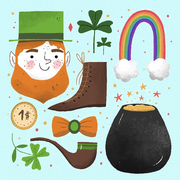 Free vector various elements for st. patrick's day