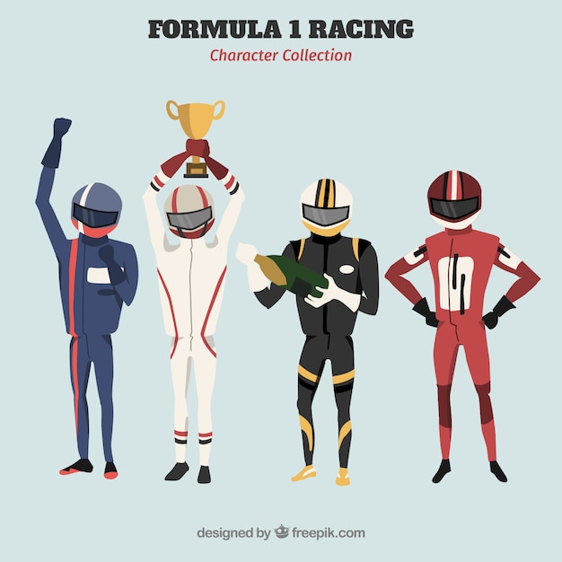 Free vector various f1 racing characters