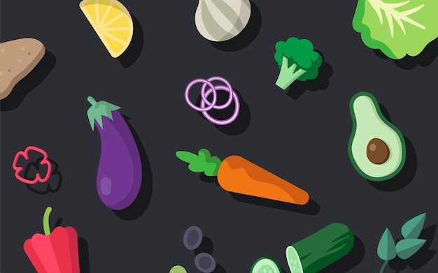 Various fresh organic vegetables vector pack