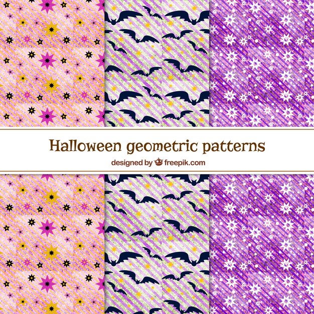 Various geometric watercolor patterns