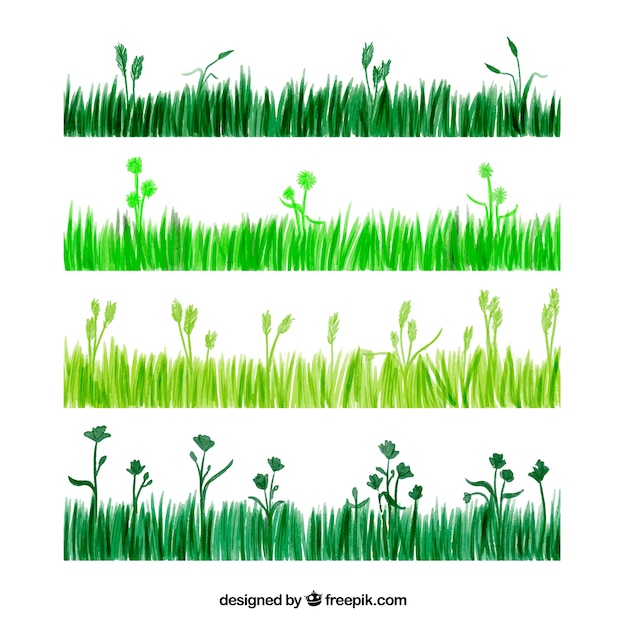 Free vector various grass borders in green tones