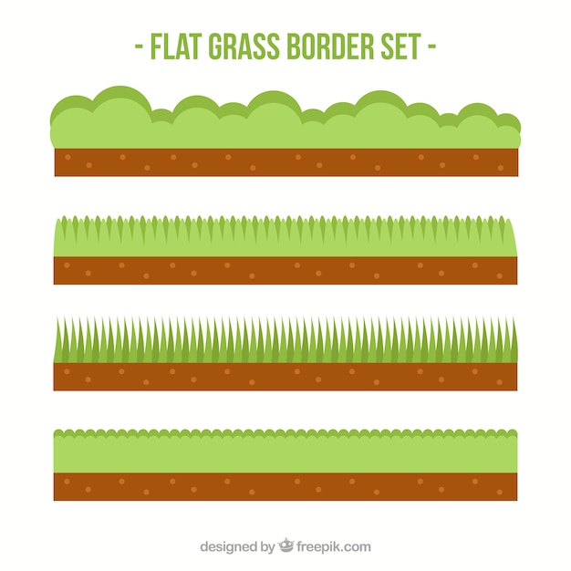 Бесплатное векторное изображение Различные границы травы в плоской конструкции