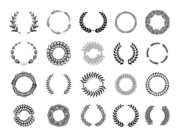 Free vector various greek round branch wreathes set