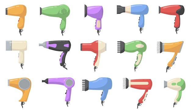 Various hair dryers set