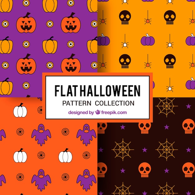 Free vector various halloween colored patterns