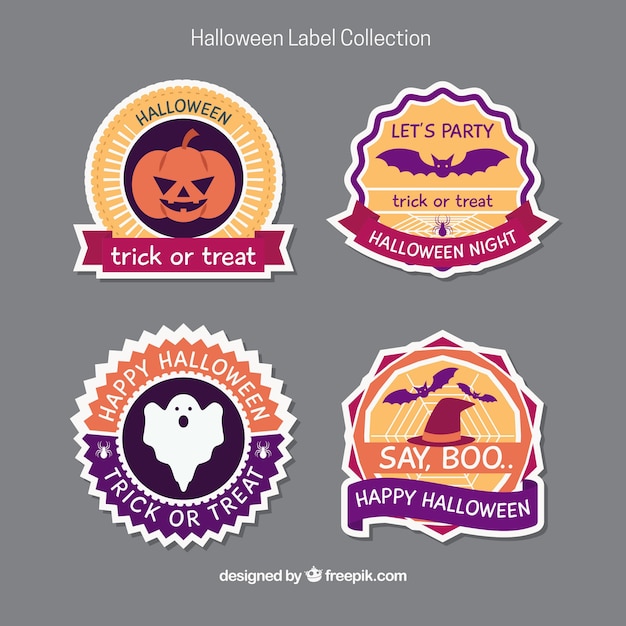 Free vector various halloween stickers