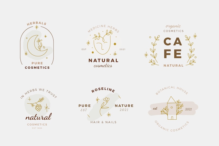 Free Vector various hand drawn beauty products logo design