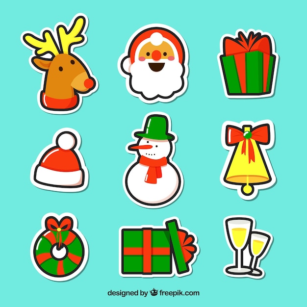 Various hand drawn christmas stickers