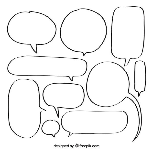 Various hand drawn comic speech bubbles