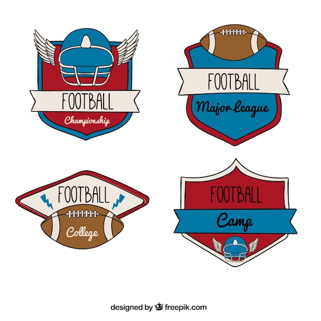 Vettore gratuito vari disegnati a mano badge calcio