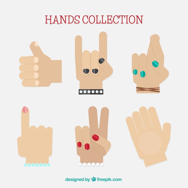 Free vector various hand gestures