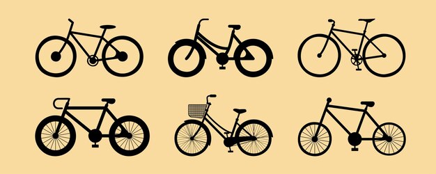 라이더가 나이와 사용법에 따라 선택할 수 있는 다양한 모델과 스타일의 자전거 흰색 배경에 격리된 벡터 만화 그림 자전거