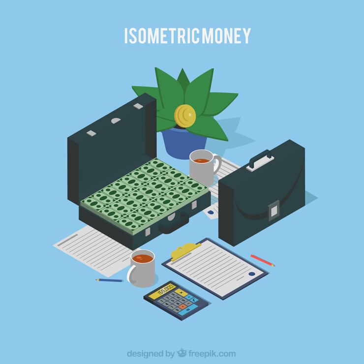 무료 Vector 아이소 메트릭 스타일의 다양한 돈 개체