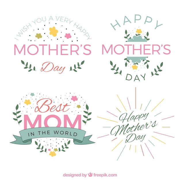 Various mother's day labels in flat design