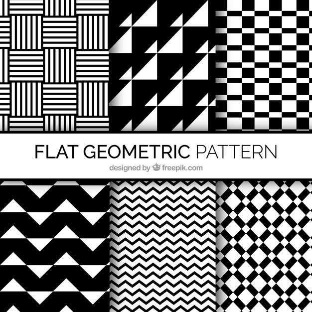 様々なパターンの白黒幾何学的形状