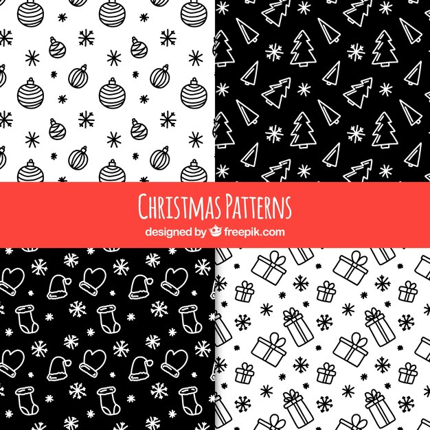Various patterns with christmas sketches