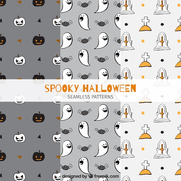 Various patterns with halloween drawings