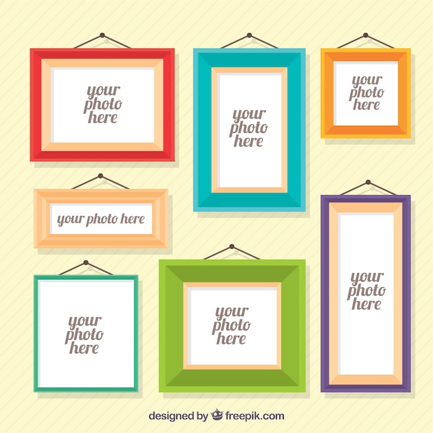 Free vector various photo frames in flat design