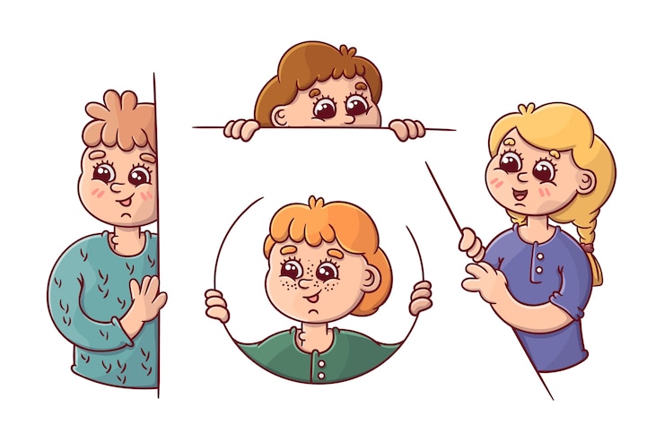 Free Vector various positions for people to peep
