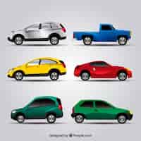 Vettore gratuito varie automobili di colori realistici