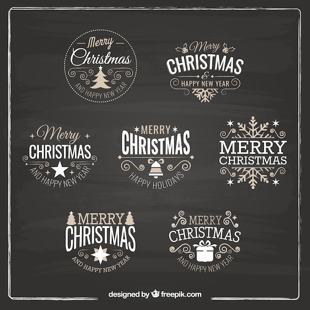 Various retro decorative christmas stickers