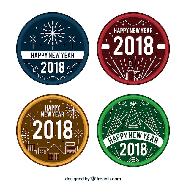 Various retro stickers for new year celebration