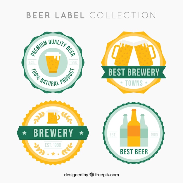 Free vector various round beer stickers with great colors