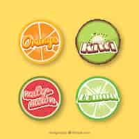 Free vector various round labels with different fruits