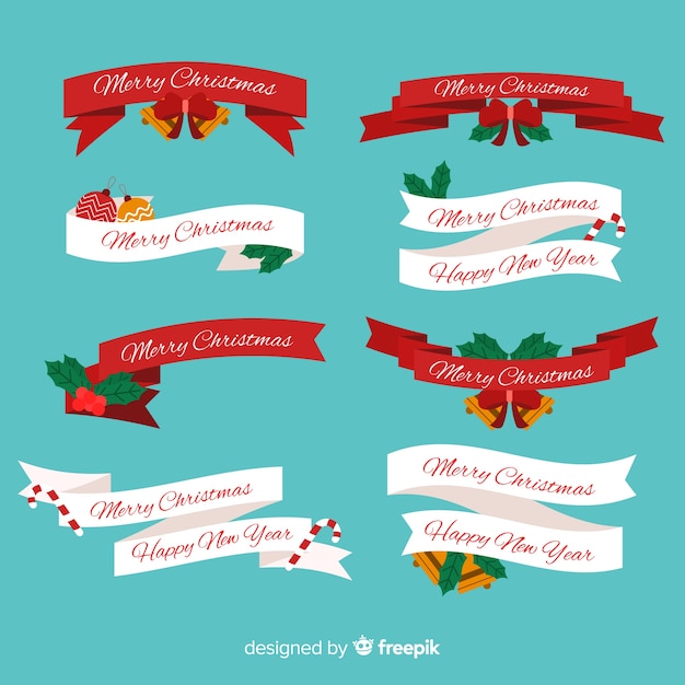 Various shapes of christmas ribbon collection