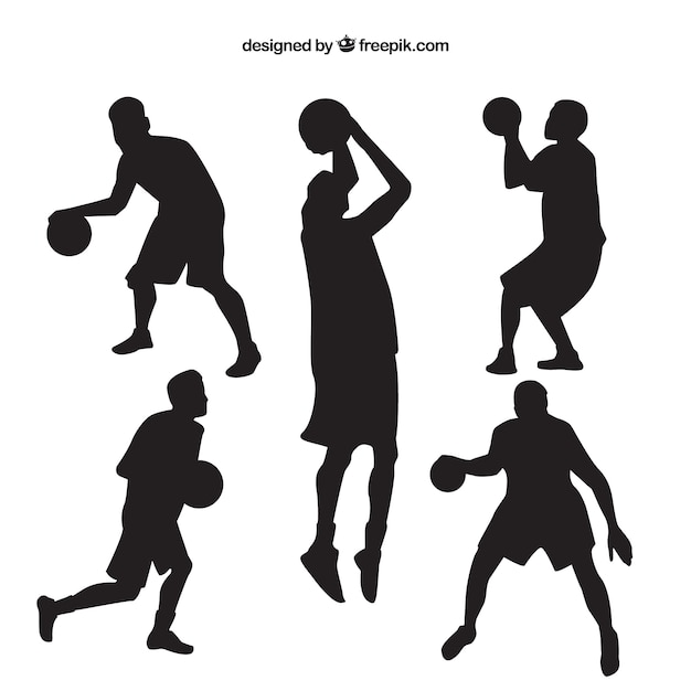 Free vector various silhouettes of basketball players