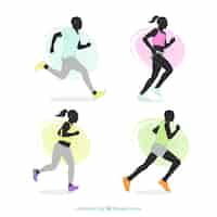 Free vector various silhouettes of runners