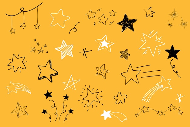 Various stars doodle collection vector